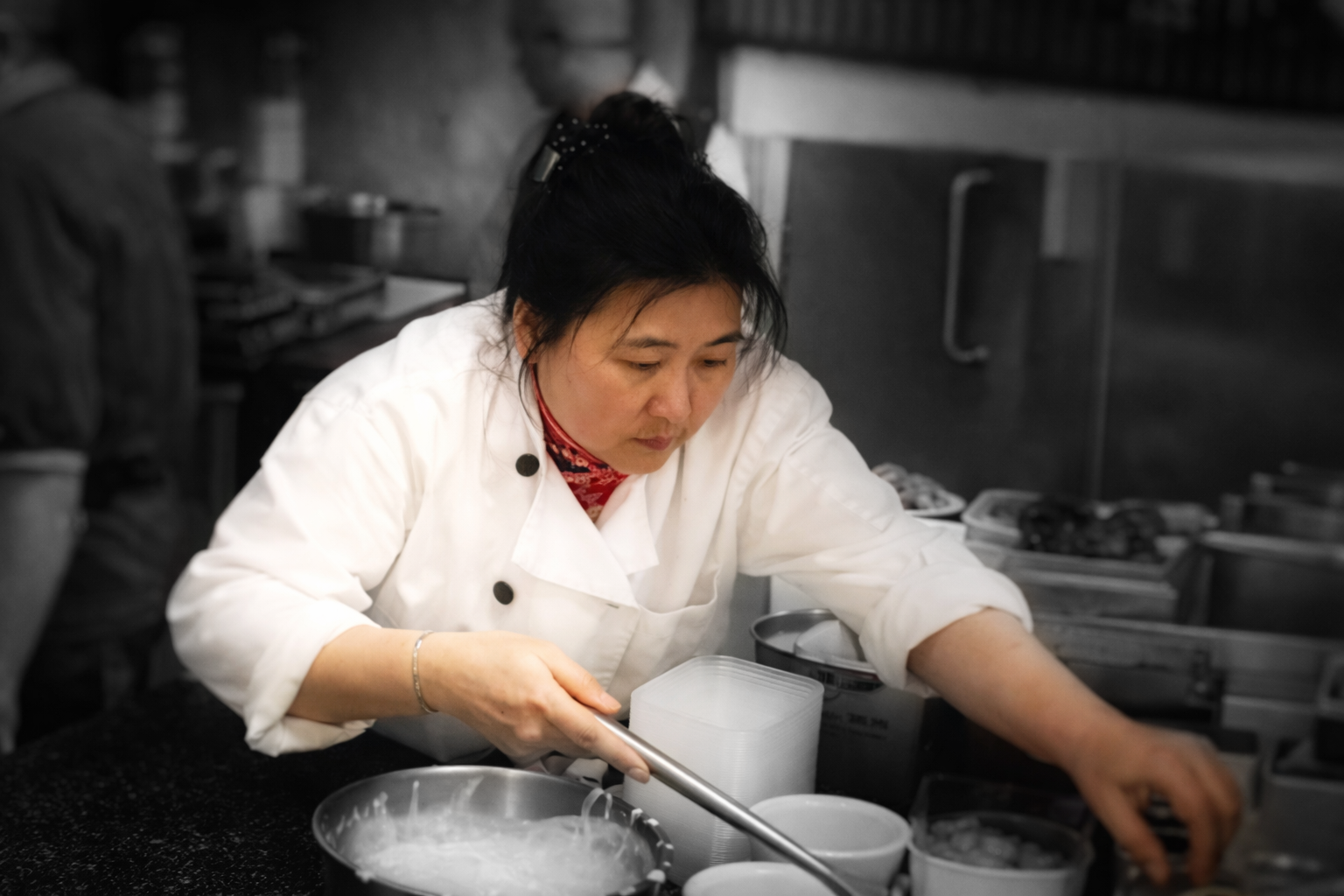 Queenie in the kitchen at Queenie's Mayflower